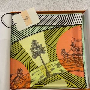 Hermes 100% silk scarf, Jeu des Omnibus Remix.